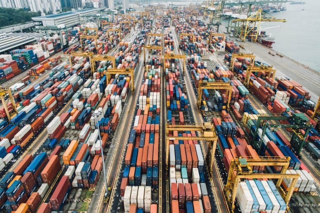 Port terminal operations viewed from above