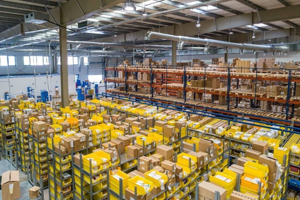 Warehouse operative scanning inventory with a tablet